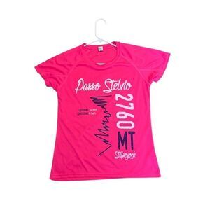Passo Stelvio Graphic Pink Womens T-Shirt - Medium